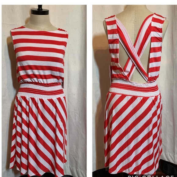 red and white striped sundress